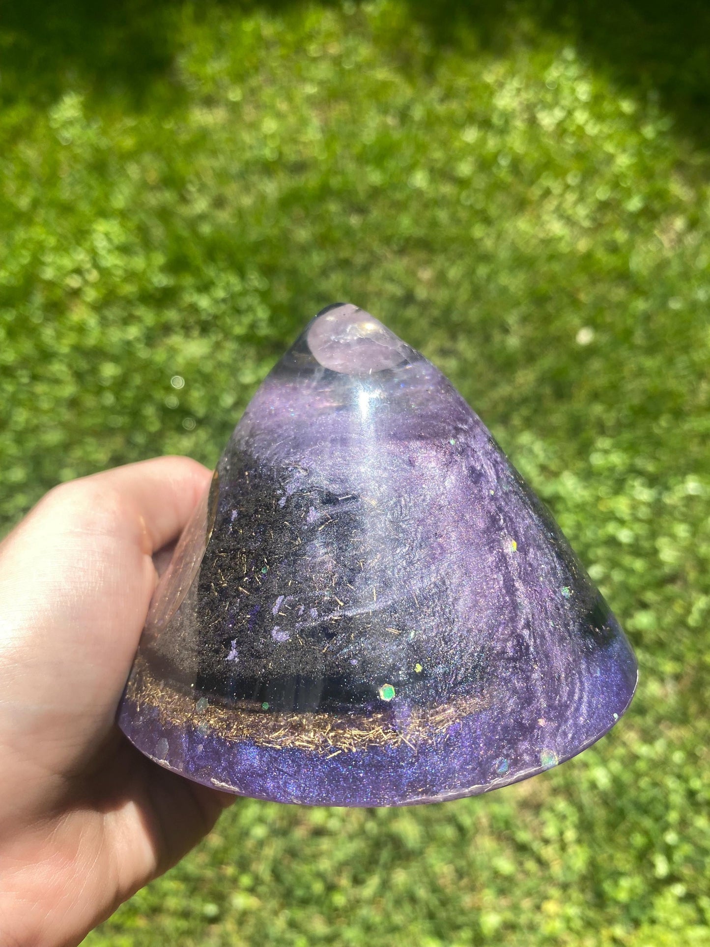 Cone shaped Orgone Pyramid! Home Protection, 5G Protection, EMF Protection. Elite Shungite. Made With Fluorite
