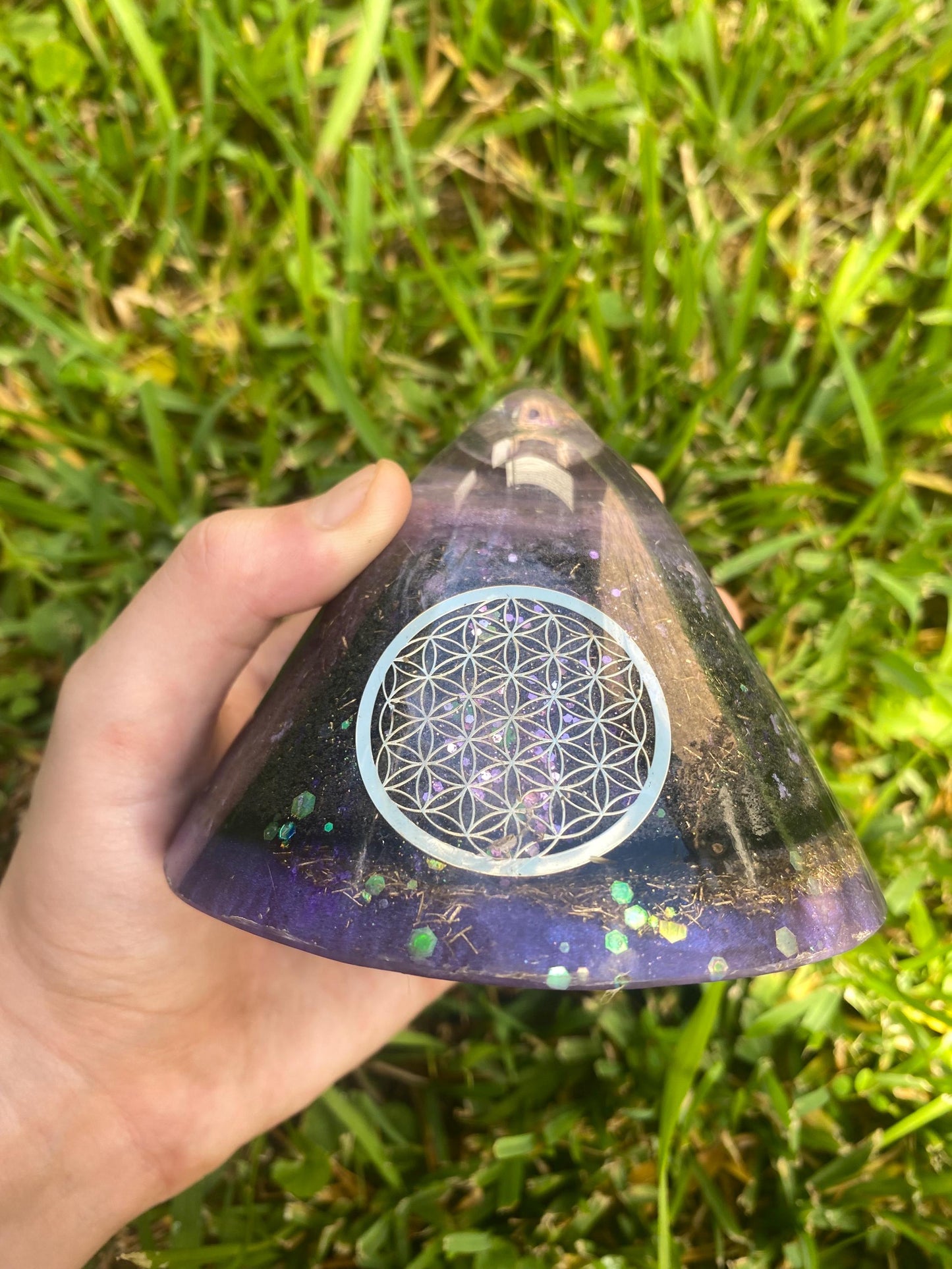 Cone shaped Orgone Pyramid! Home Protection, 5G Protection, EMF Protection. Elite Shungite. Made With Fluorite