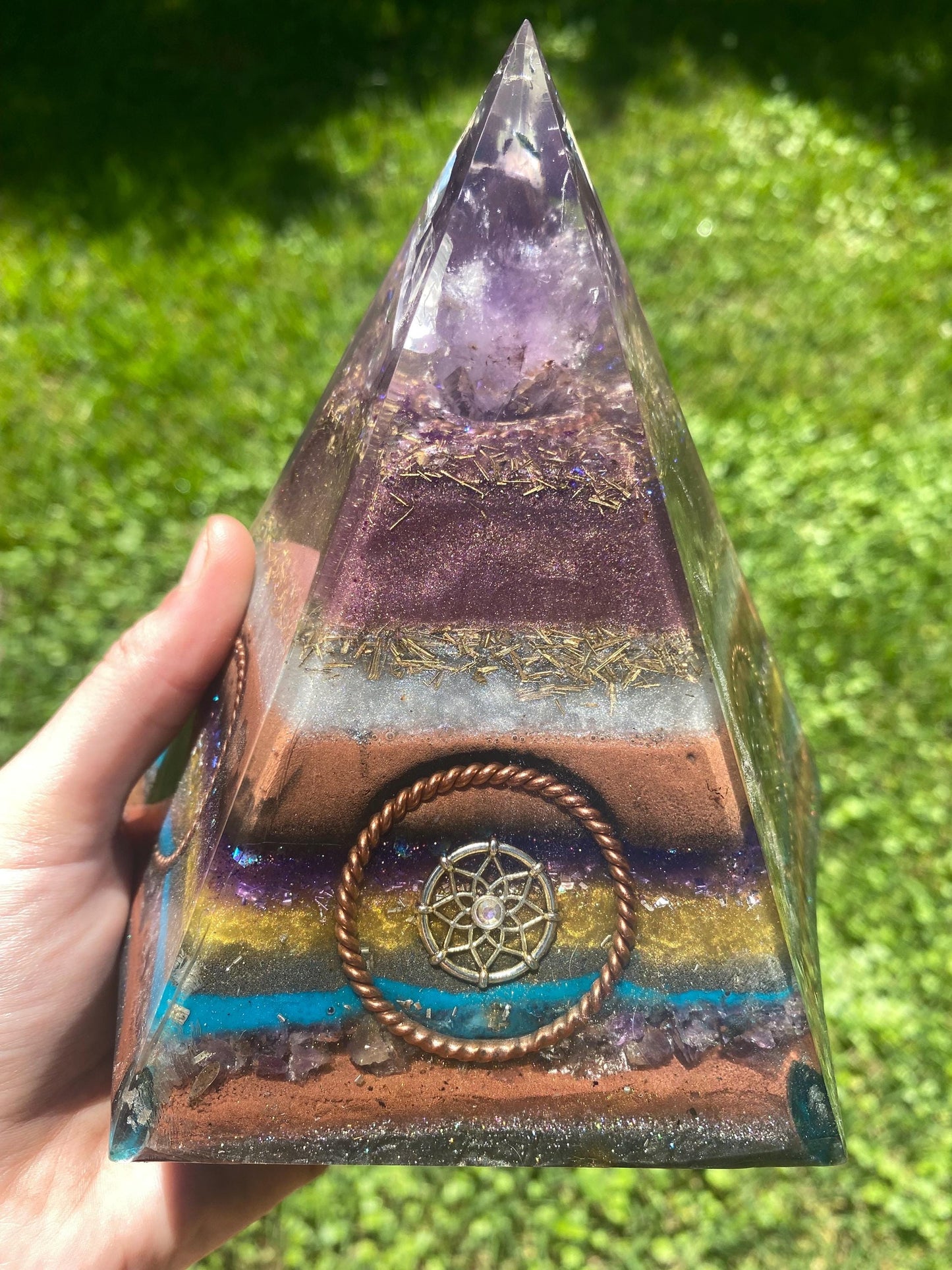 5 sided Orgone Pyramid! Home Protection, 5G Protection, EMF Protection. Elite Shungite. Black Tourmaline. Made With Amethyst
