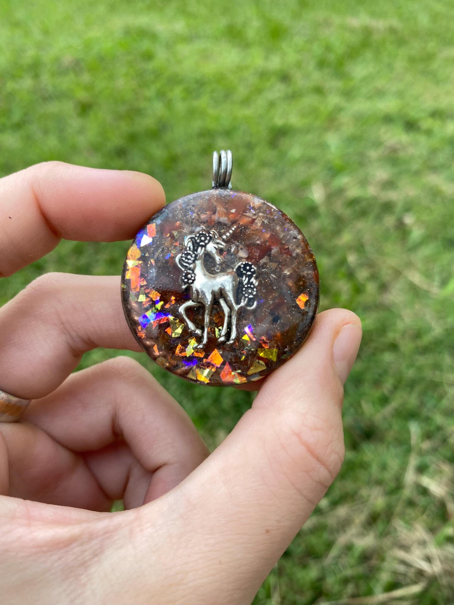 Unicorn. Orgone Pendant Necklace. Made w Elite Shungite and Carnelian. Powerful. EMF Protection. 5G Protection.