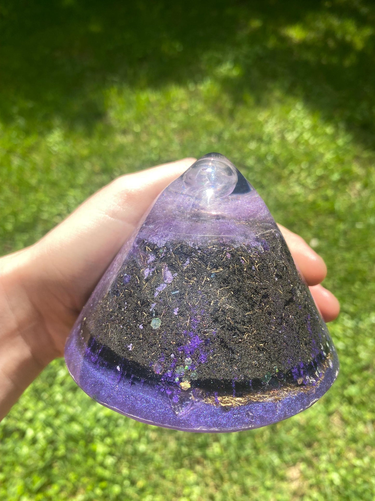 Cone shaped Orgone Pyramid! Home Protection, 5G Protection, EMF Protection. Elite Shungite. Made With Fluorite