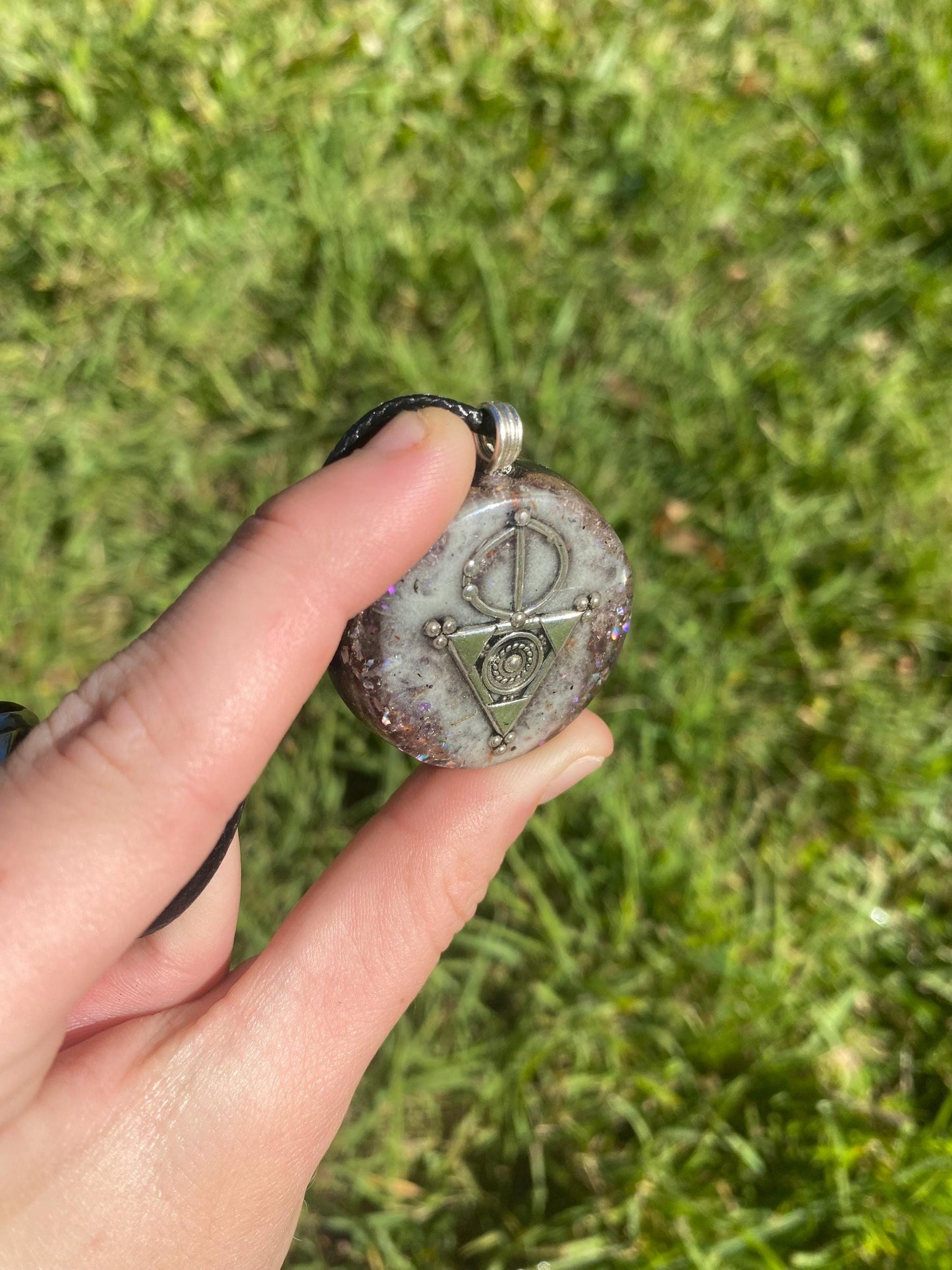 Galactic Triangle. Pendant Necklace. Made w Elite Shungite and Amethyst. Tensor Ring. Powerful. EMF Protection. 5G Protection.