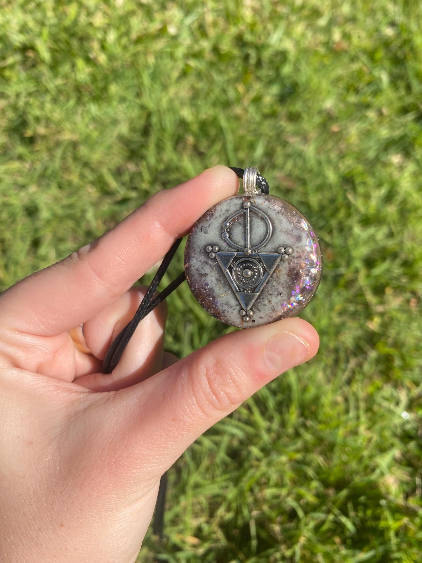 Galactic Triangle. Pendant Necklace. Made w Elite Shungite and Amethyst. Tensor Ring. Powerful. EMF Protection. 5G Protection.