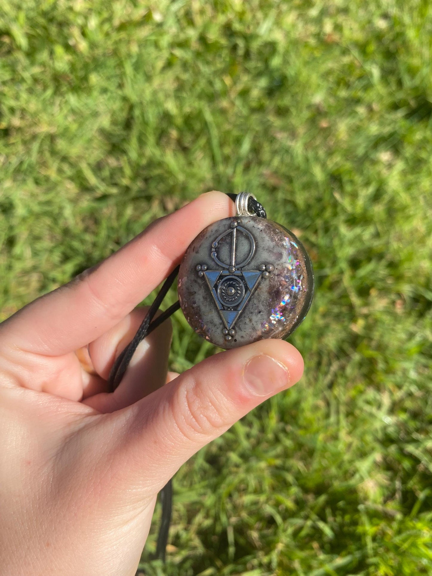 Galactic Triangle. Pendant Necklace. Made w Elite Shungite and Amethyst. Tensor Ring. Powerful. EMF Protection. 5G Protection.
