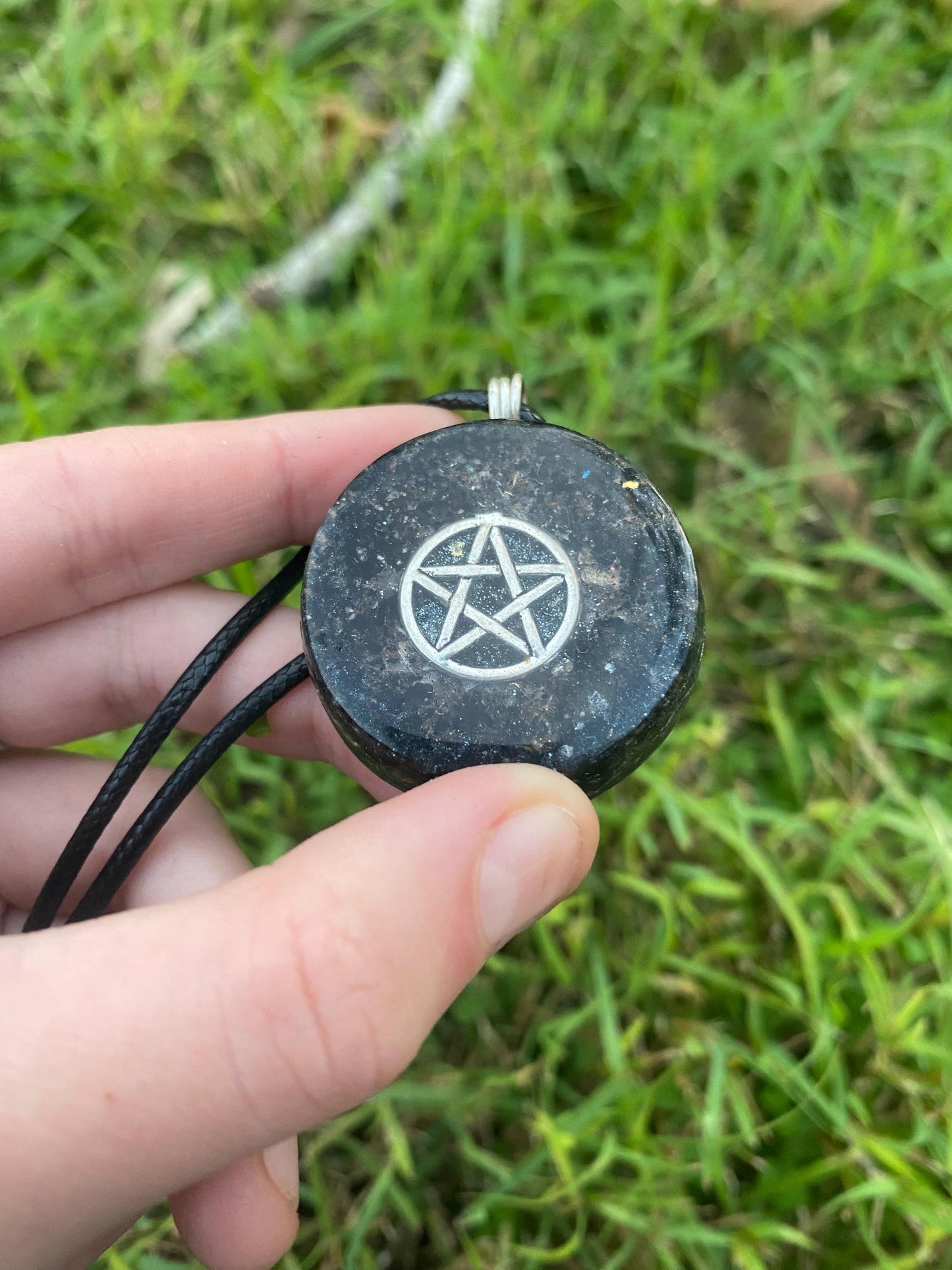 Pentagram Pendant Necklace. Made w Elite Shungite, Selenite and Mica. Powerful. EMF Protection. 5G Protection. TENSOR RING