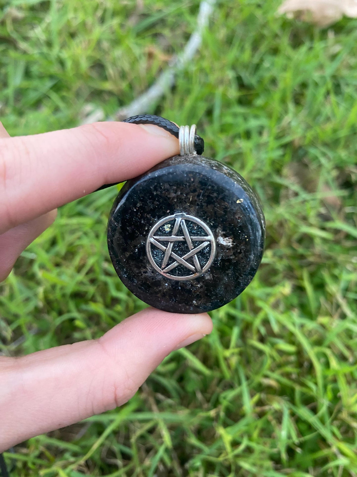 Pentagram Pendant Necklace. Made w Elite Shungite, Selenite and Mica. Powerful. EMF Protection. 5G Protection. TENSOR RING