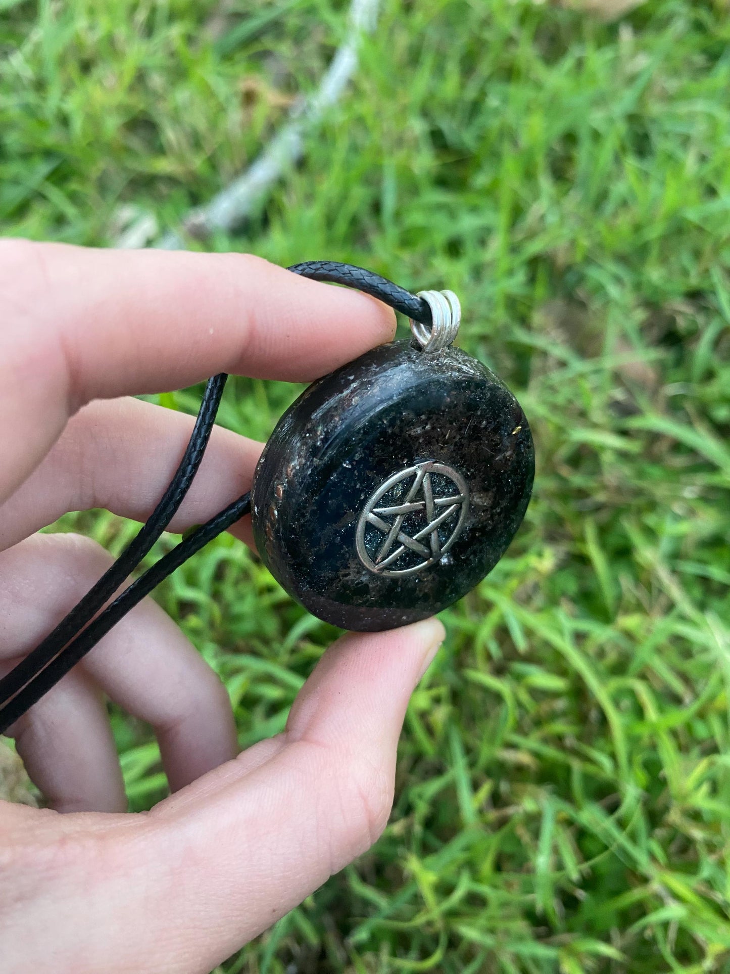 Pentagram Pendant Necklace. Made w Elite Shungite, Selenite and Mica. Powerful. EMF Protection. 5G Protection. TENSOR RING