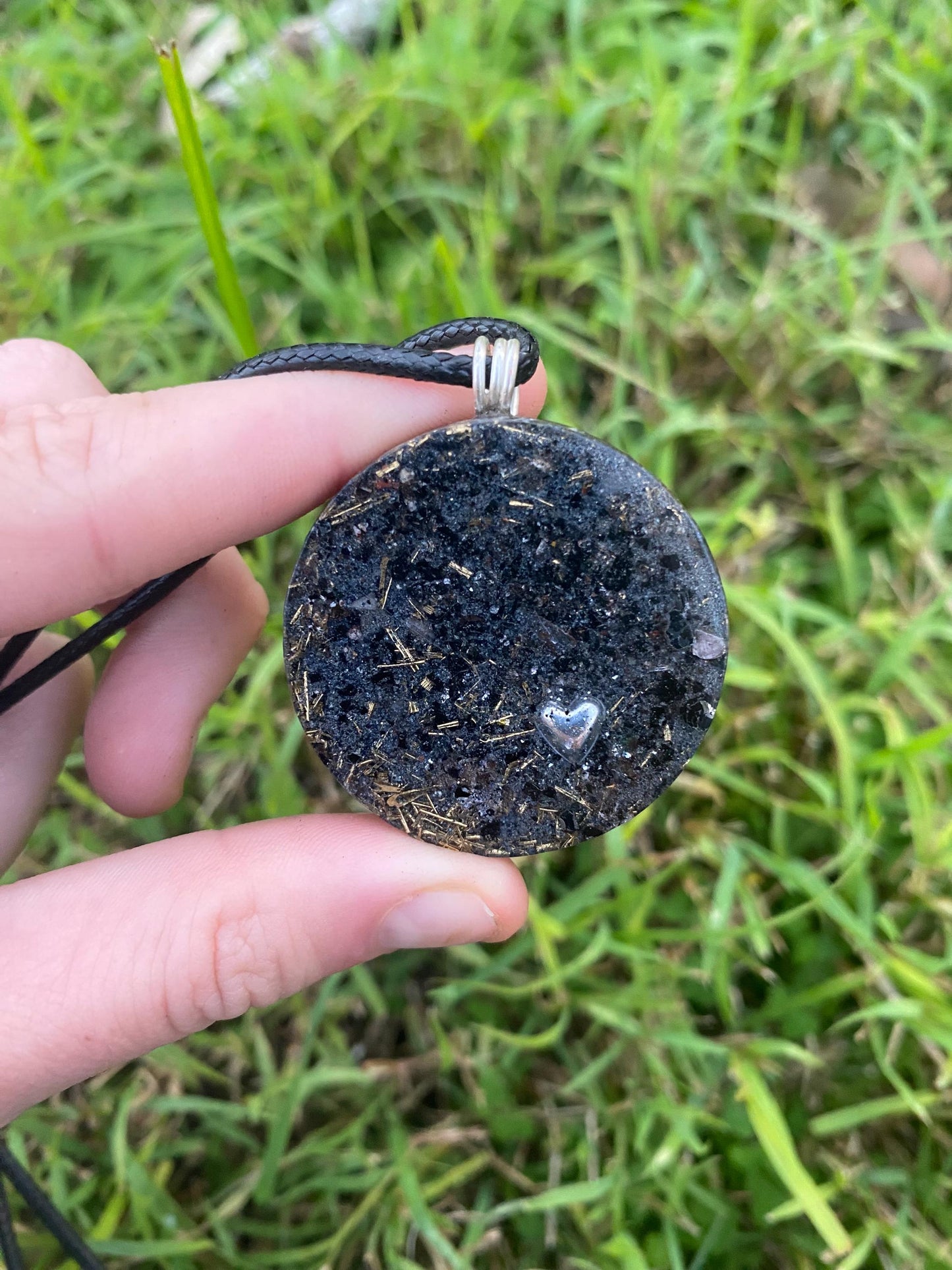 Pentagram Pendant Necklace. Made w Elite Shungite, Selenite and Mica. Powerful. EMF Protection. 5G Protection. TENSOR RING