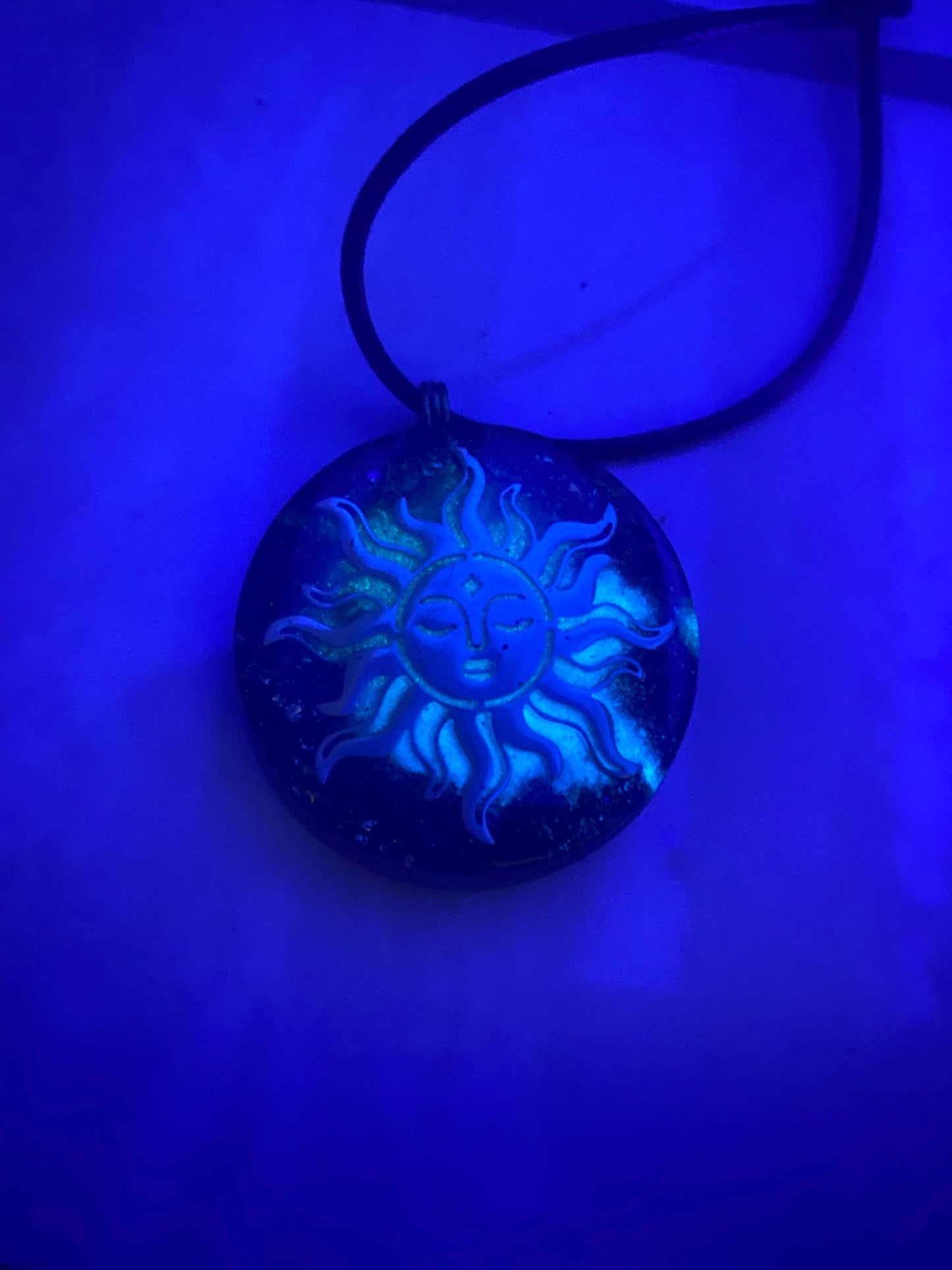 Sun Goddess. Orgone Pendant Necklace. Made w Elite Shungite, Selenite & Blue Goldstone. Powerful. EMF Protection. 5G Protection. TENSOR RING
