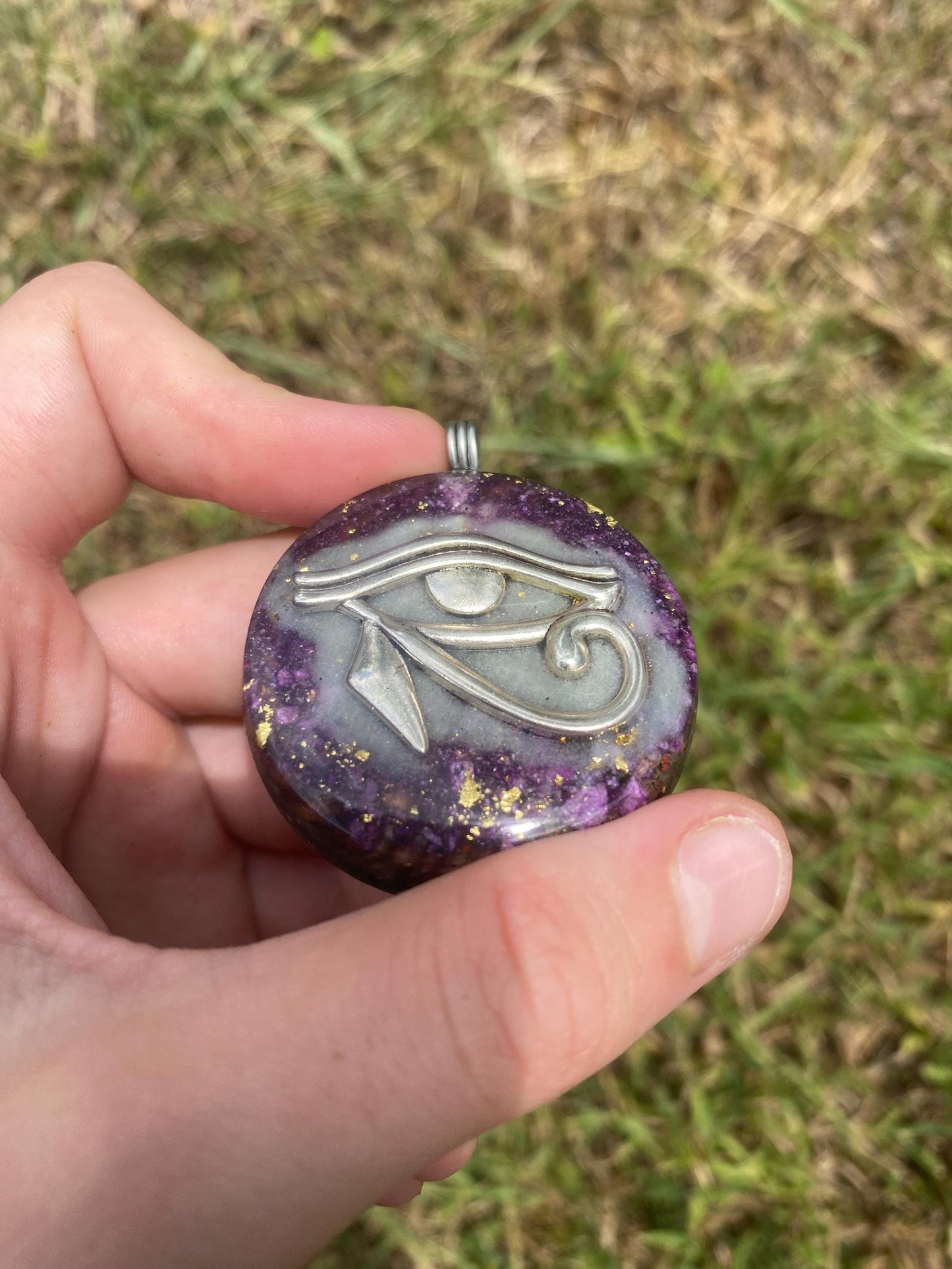 Eye of Horus. Orgone Pendant Necklace. Made w Elite Shungite, Stitchtite & Tensor Ring. Powerful. 5G Protection.