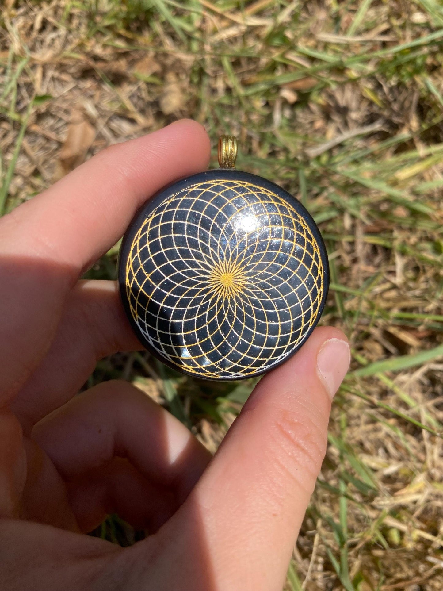 Torus. Eternal Life Lotus. Orgone Pendant Necklace. Made w Elite Shungite, Selenite & Blue Goldstone. Powerful. EMF Protection.