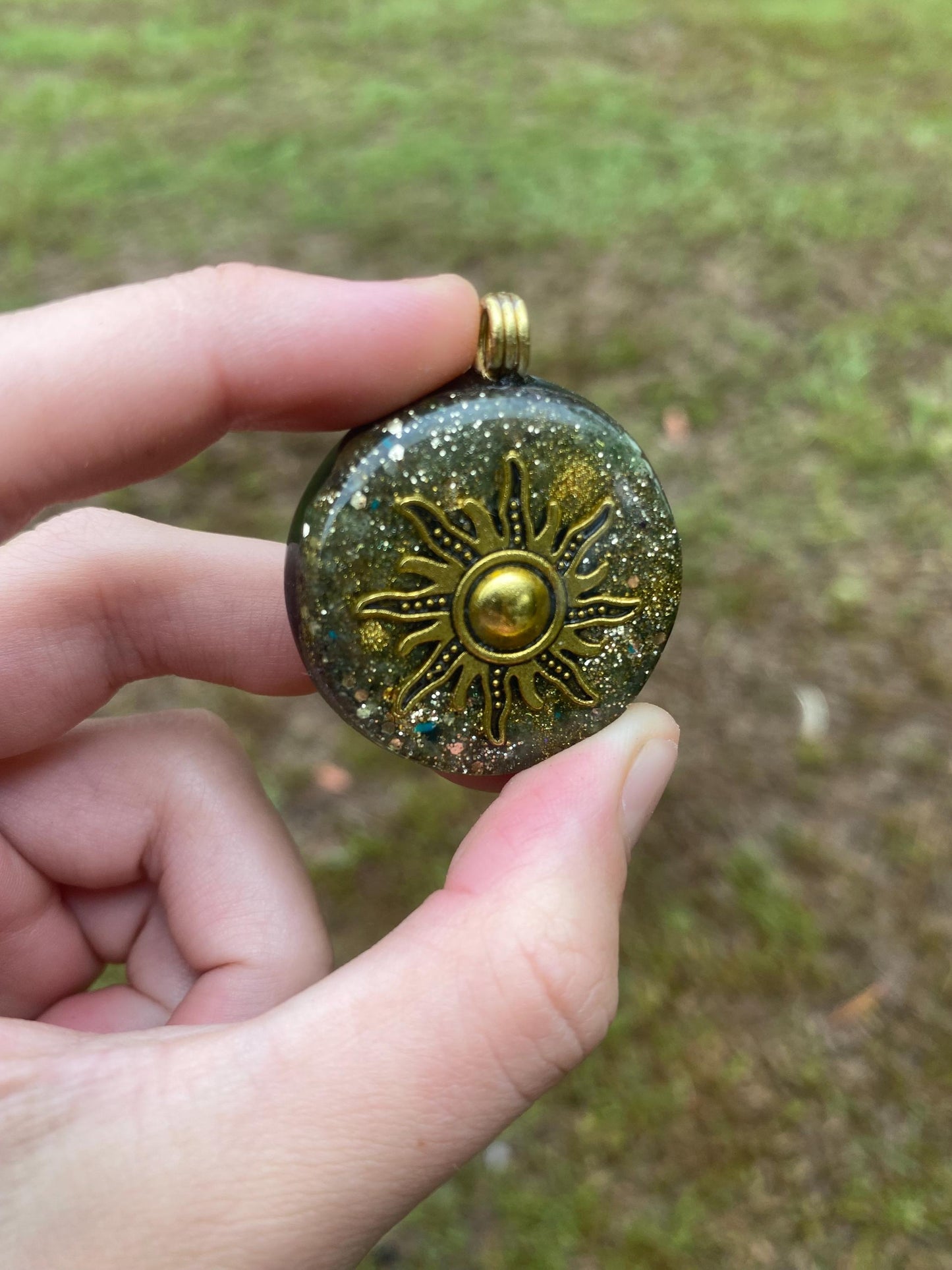 Sun Orgone Pendant Necklace. Made w Elite Shungite, and Diopside. Powerful. EMF Protection. 5G Protection.