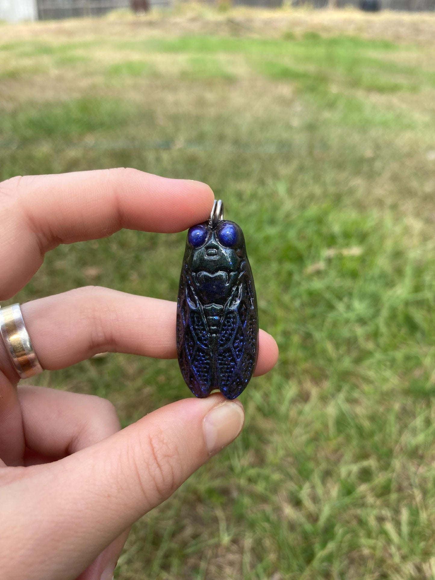 Cicada. Orgone Pendant Necklace. Made w Elite Shungite, Lodestone and Tensor Ring. Powerful. EMF Protection. 5G Protection.