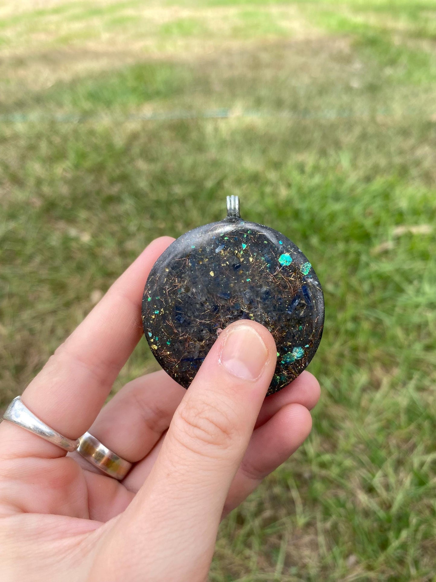 Octopus. Orgone Pendant Necklace. Made w Elite Shungite, blue kyanite. 24ct Gold Powerful. EMF Protection. 5G Protection. TENSOR RING