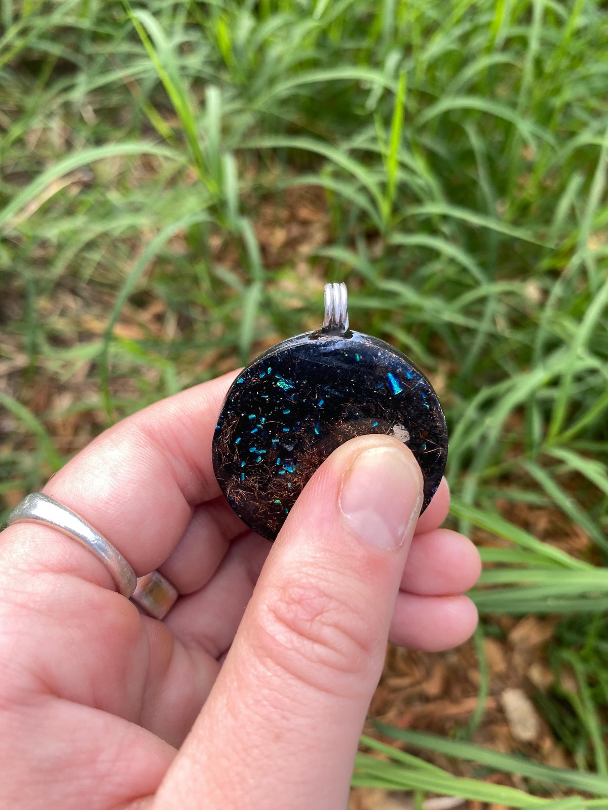 Turtle. Orgone Pendant Necklace. Made w Elite Shungite, Vivianite & Tensor Ring. Powerful. 5G Protection.