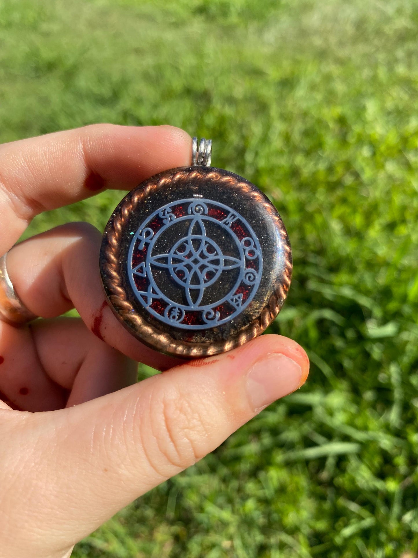 Celtic knot. Orgone Pendant Necklace. Made w Elite Shungite, Lodestone and Tensor Ring. Powerful. EMF Protection. 5G Protection.