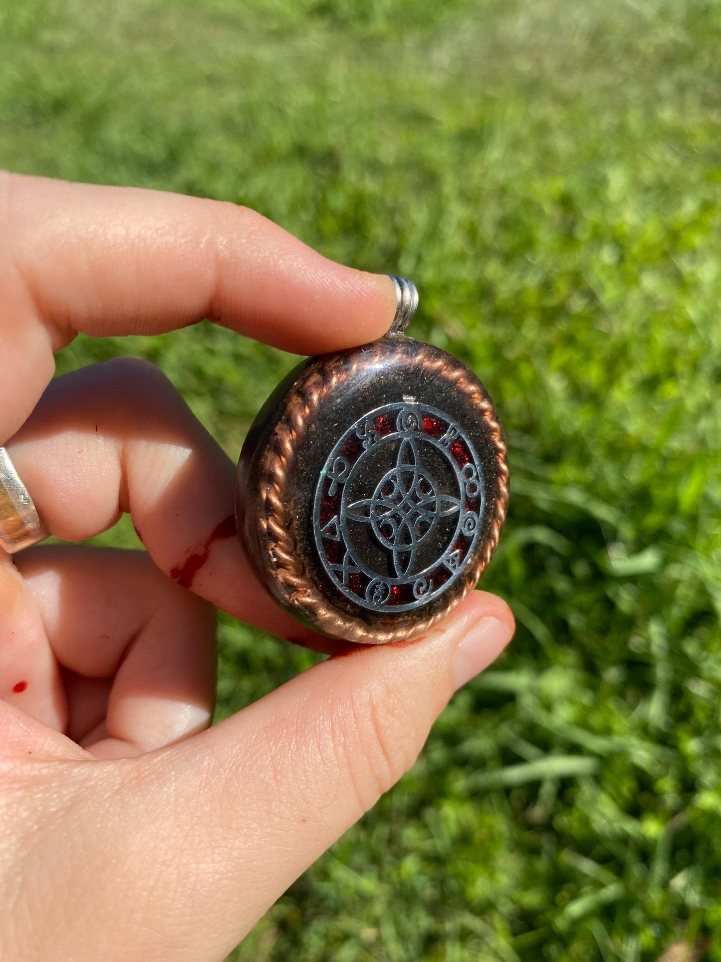 Celtic knot. Orgone Pendant Necklace. Made w Elite Shungite, Lodestone and Tensor Ring. Powerful. EMF Protection. 5G Protection.