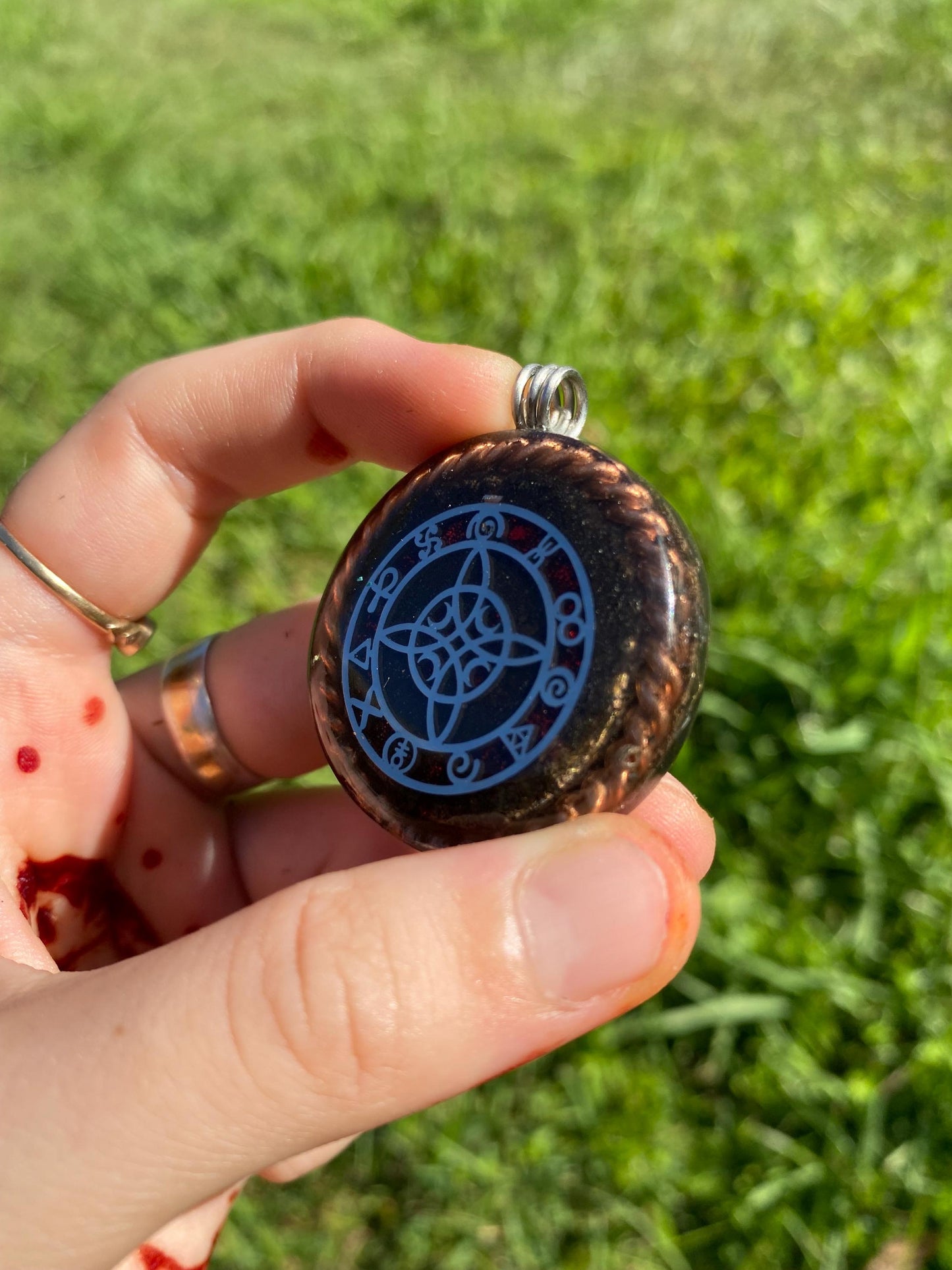 Celtic knot. Orgone Pendant Necklace. Made w Elite Shungite, Lodestone and Tensor Ring. Powerful. EMF Protection. 5G Protection.