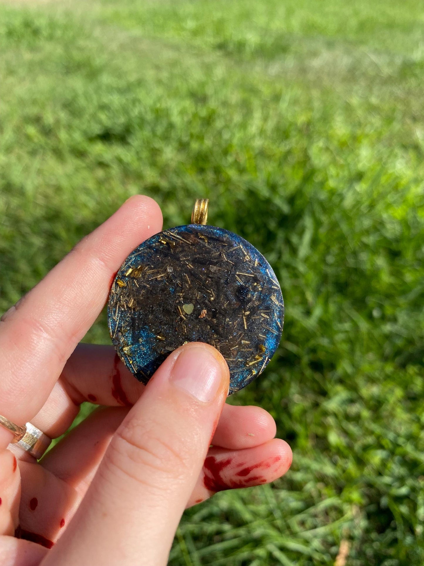 Orgonite Cactus Pendant: Elite Shungite, Gold, Kyanite, EMF Protection