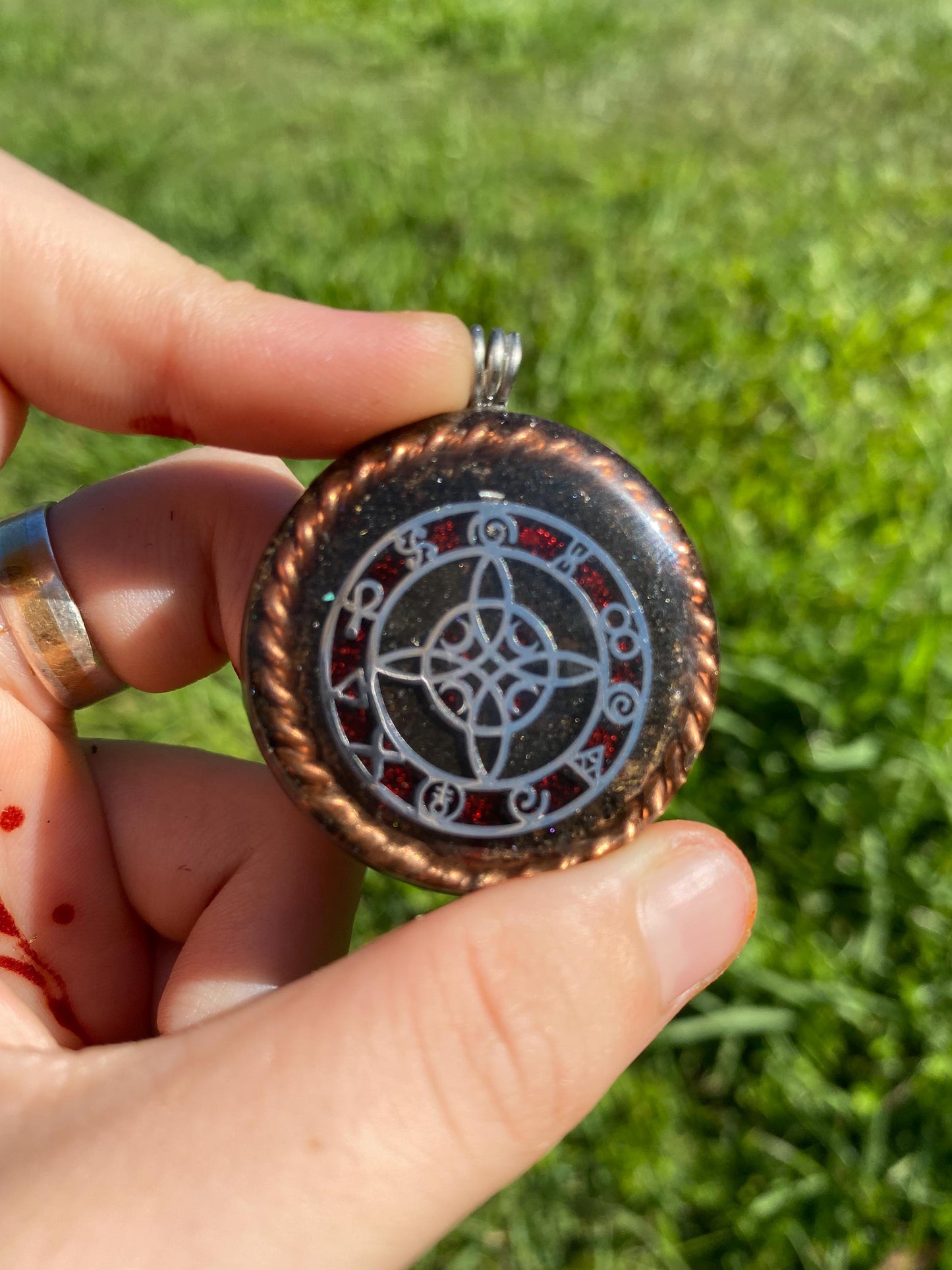 Celtic knot. Orgone Pendant Necklace. Made w Elite Shungite, Lodestone and Tensor Ring. Powerful. EMF Protection. 5G Protection.