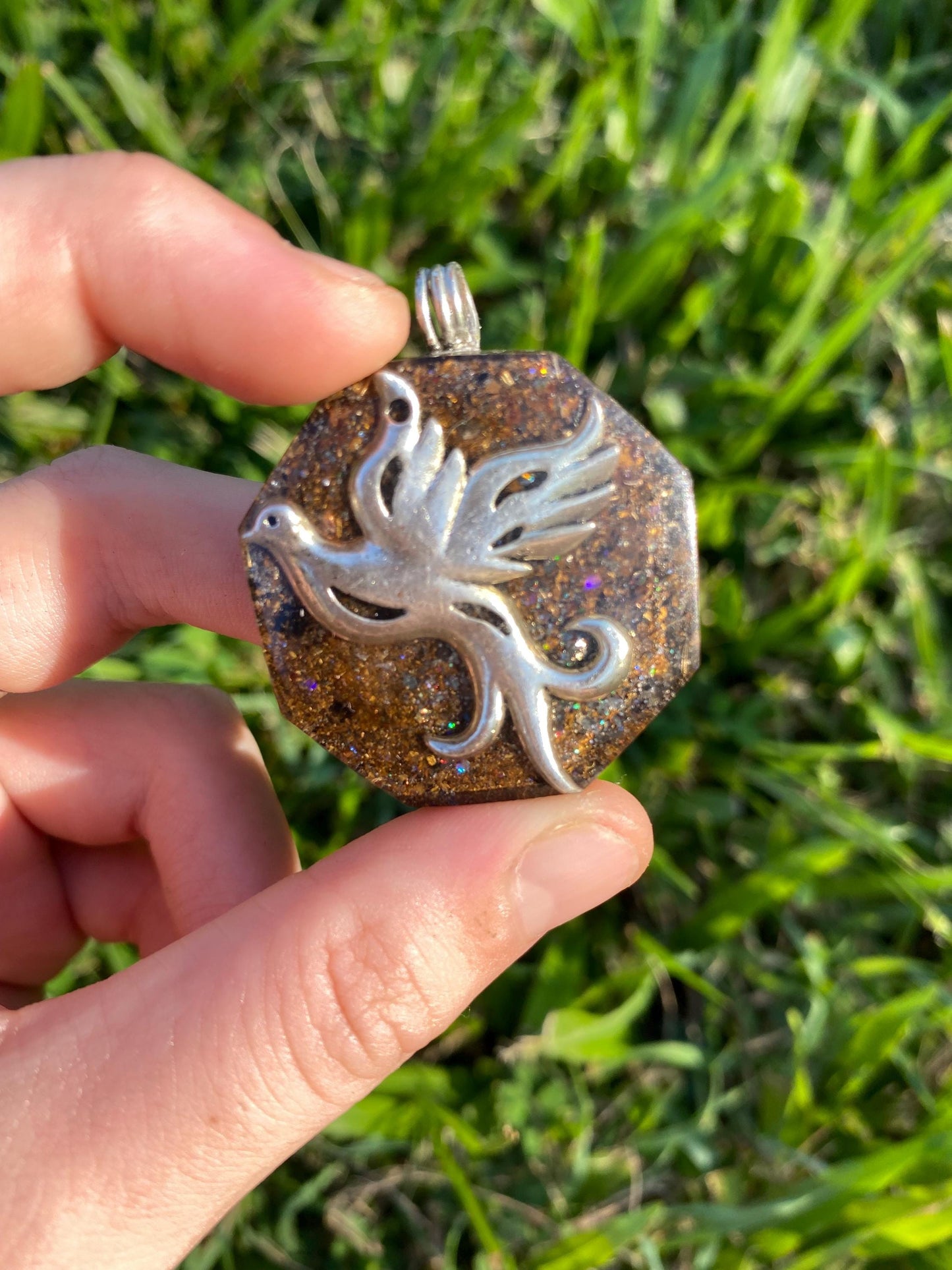 Pheonix. Orgone Pendant Necklace. TENSOR RING. Elite Shungite. Bronzite. EMF, 5G Protection.