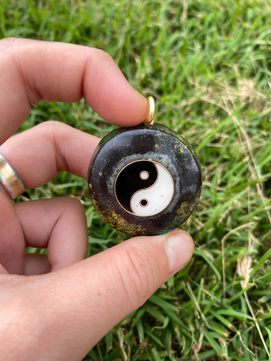 Ying Yang. Orgone Pendant Necklace. Made w Elite Shungite, Lodestone and Tensor Ring. Powerful. EMF Protection. 5G Protection.