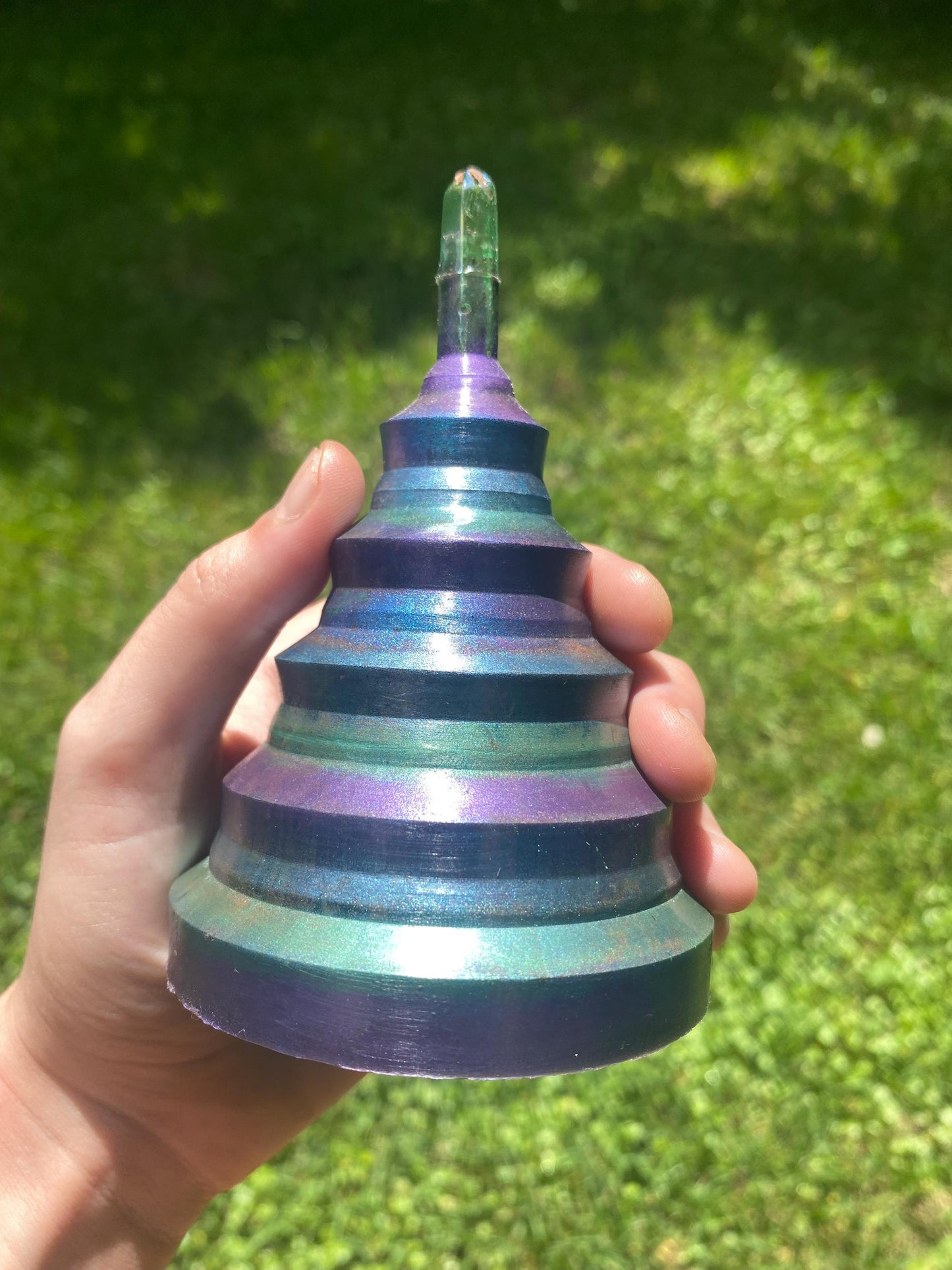 Circular Orgone Pyramid! Home Protection, 5G Protection, EMF Protection. Elite Shungite. Made With Fluorite