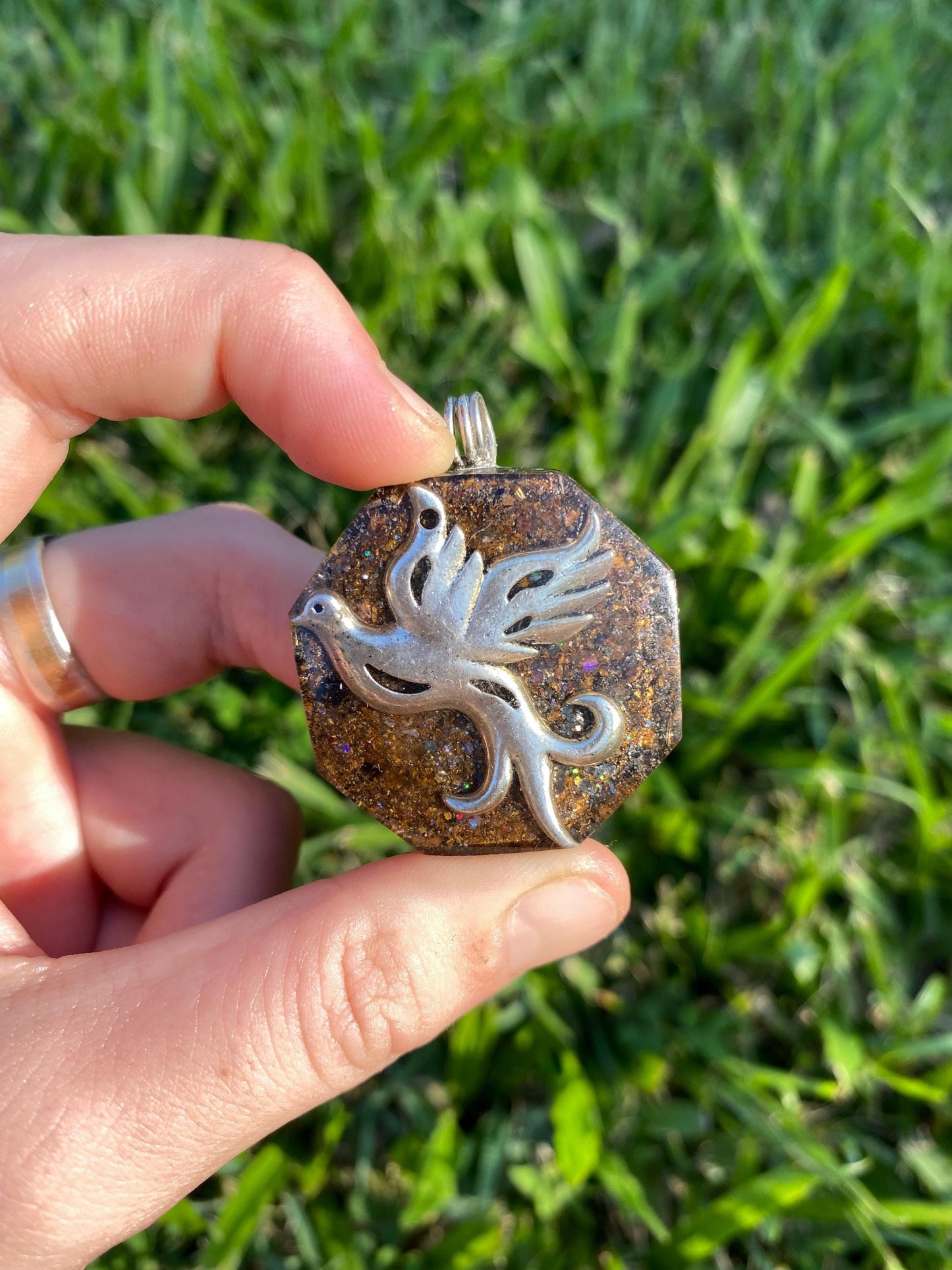 Pheonix. Orgone Pendant Necklace. TENSOR RING. Elite Shungite. Bronzite. EMF, 5G Protection.