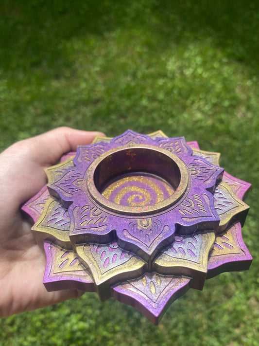 Whimsical Orgone, Candle Holder! Home Protection, 5G Protection, EMF Protection. Elite Shungite. Black Tourmaline. Selenite.