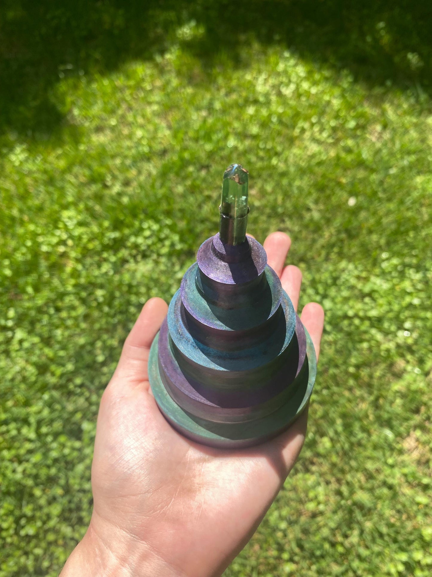 Circular Orgone Pyramid! Home Protection, 5G Protection, EMF Protection. Elite Shungite. Made With Fluorite