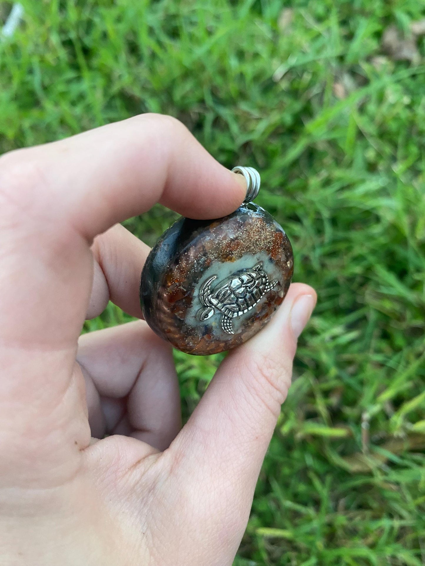 Turtle. Orgone Pendant Necklace. Made w Elite Shungite and Carnelian. Powerful. EMF Protection. 5G Protection.