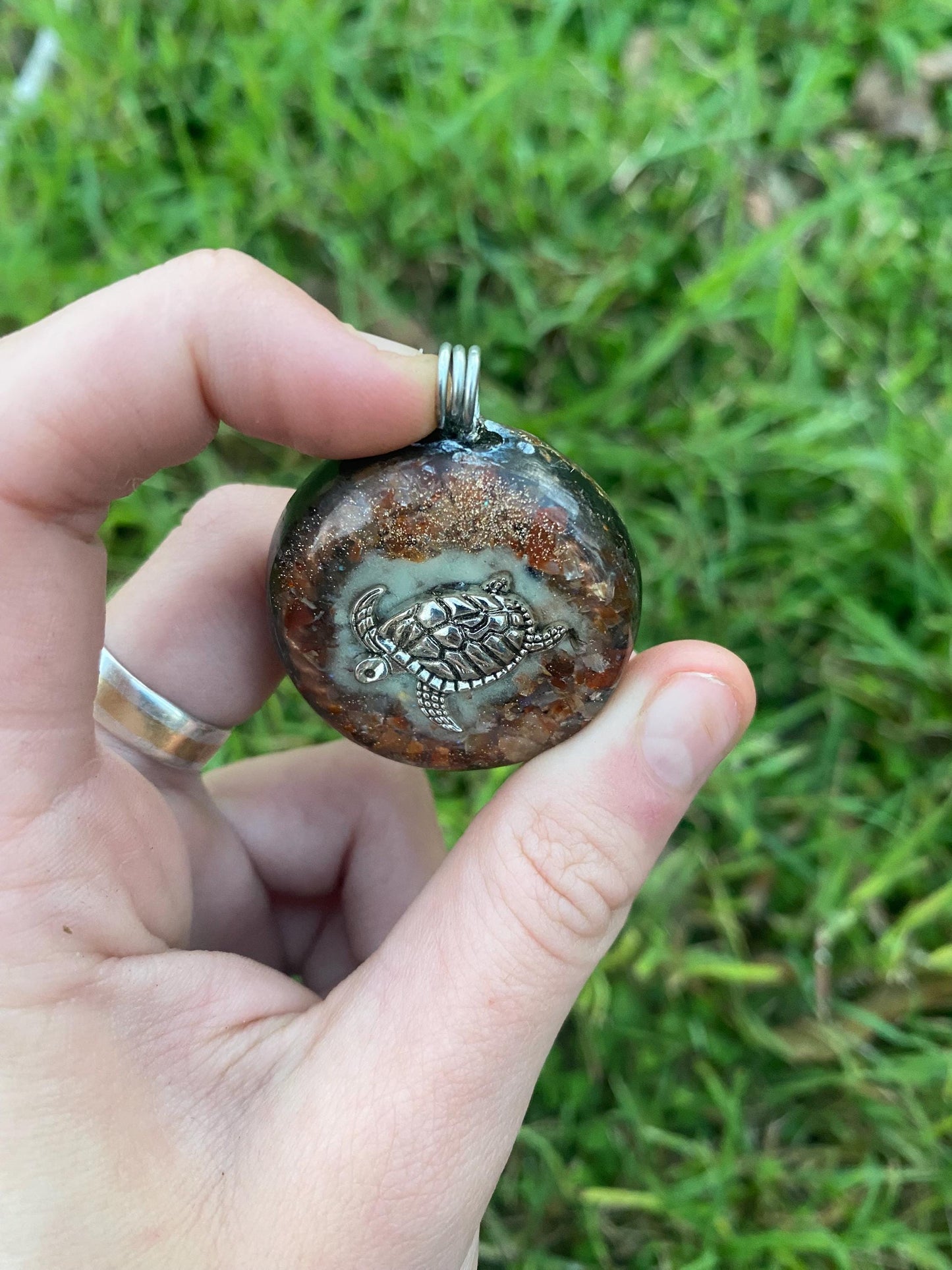 Turtle. Orgone Pendant Necklace. Made w Elite Shungite and Carnelian. Powerful. EMF Protection. 5G Protection.