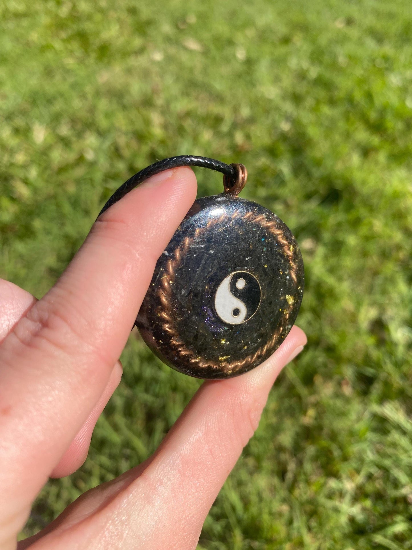 Yin Yang, Pendant Necklace. Made w Elite Shungite, 24ct Gold and Black Kyanite. Powerful. EMF Protection. 5G Protection. Tensor Ring.