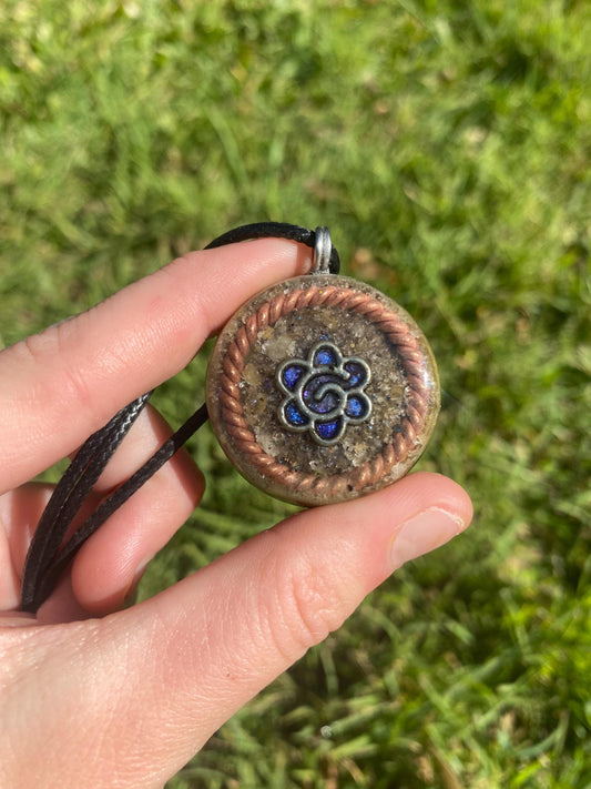 Spirit Flower, Orgone Pendant Necklace. Made w Elite Shungite, Yellow Aventurine & Tensor Ring. Powerful. 5G Protection.