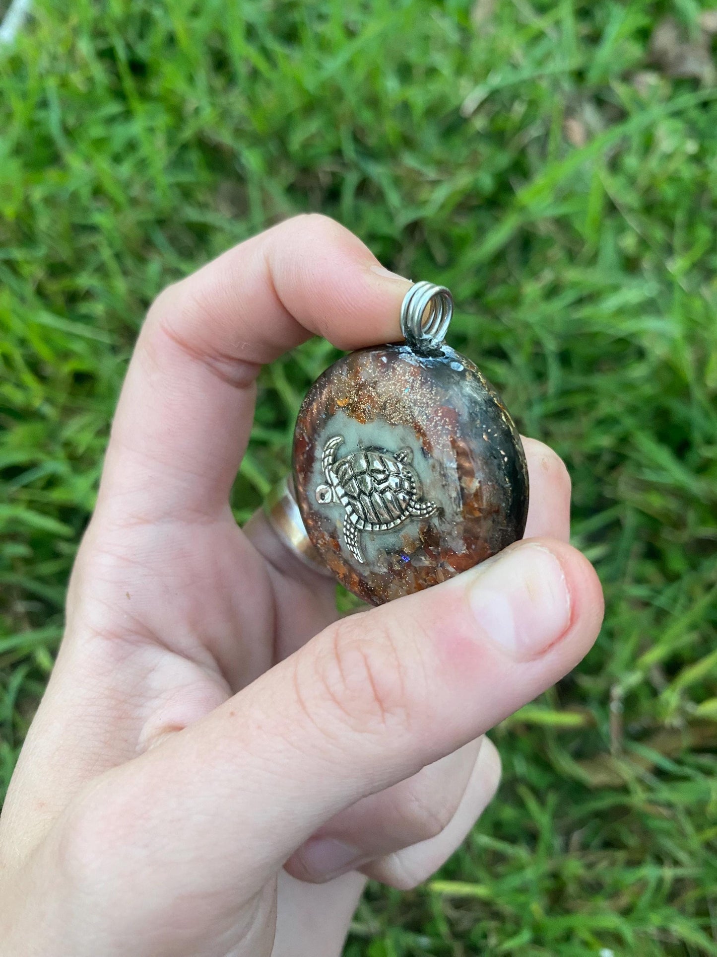 Turtle. Orgone Pendant Necklace. Made w Elite Shungite and Carnelian. Powerful. EMF Protection. 5G Protection.