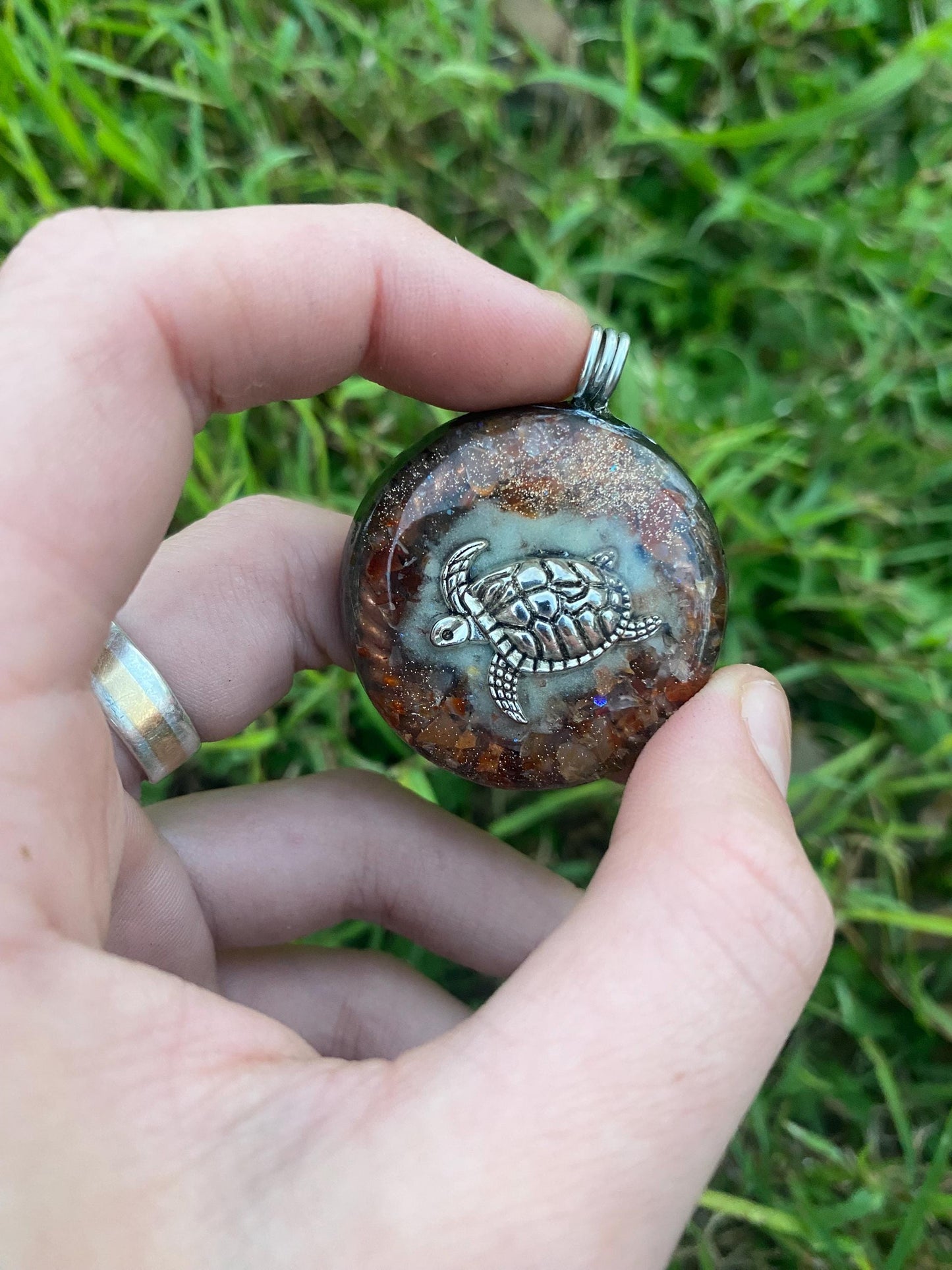 Turtle. Orgone Pendant Necklace. Made w Elite Shungite and Carnelian. Powerful. EMF Protection. 5G Protection.