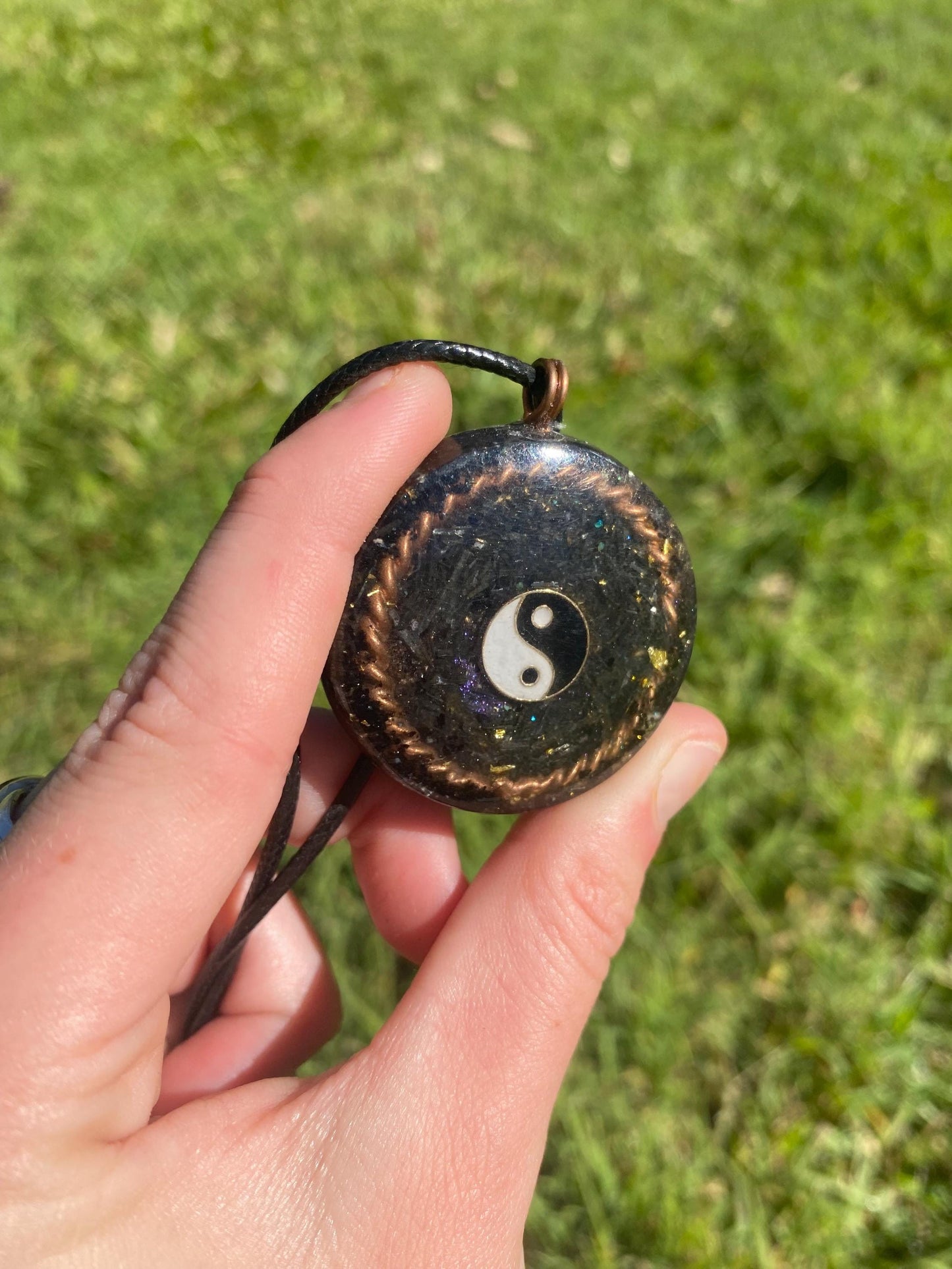 Yin Yang, Pendant Necklace. Made w Elite Shungite, 24ct Gold and Black Kyanite. Powerful. EMF Protection. 5G Protection. Tensor Ring.