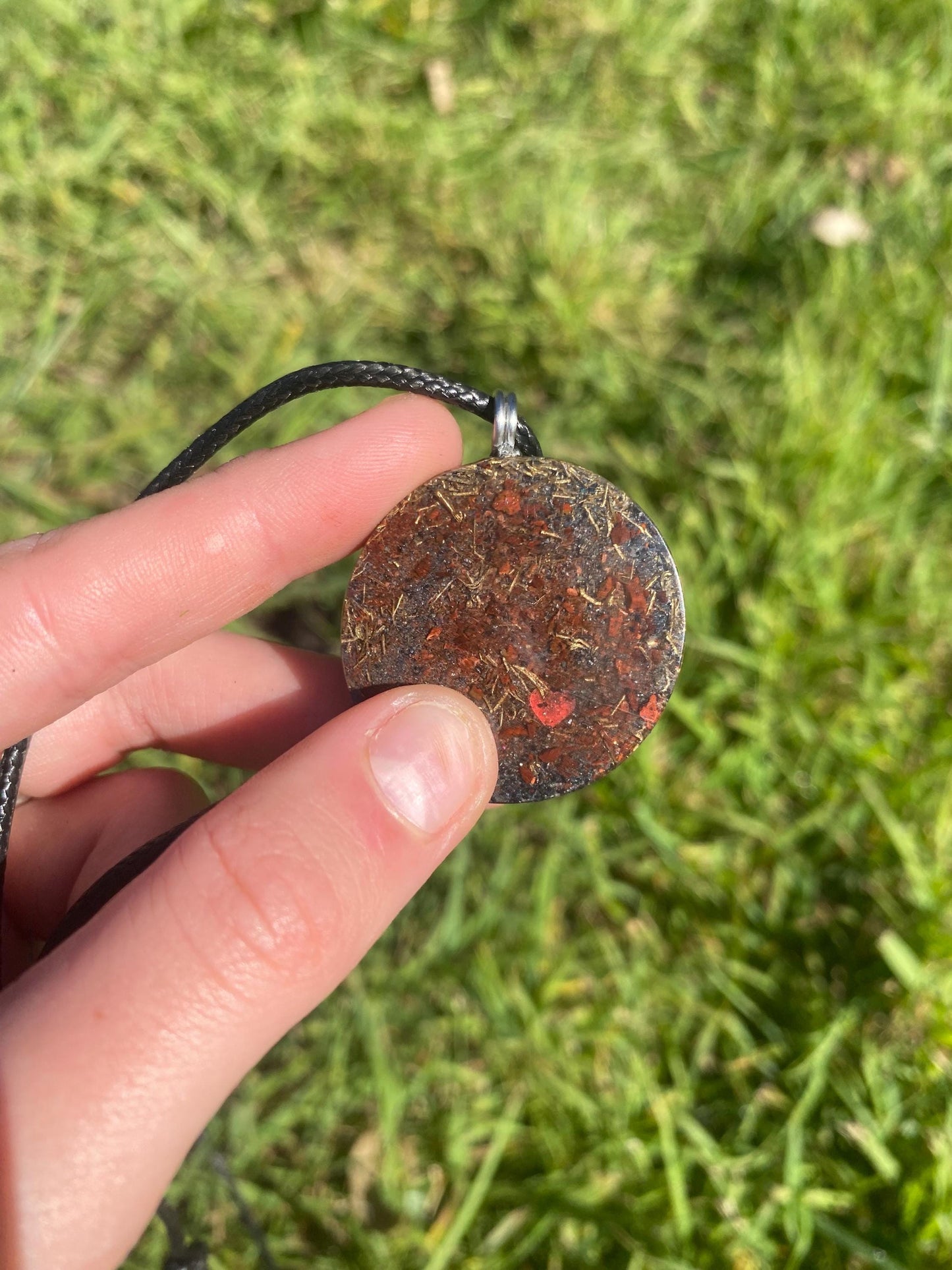 Vitruvian Man. Orgone Pendant Necklace. Made w Elite Shungite, Red Tigers Eye. Powerful.EMF Protection. 5G Protection. TENSOR RING