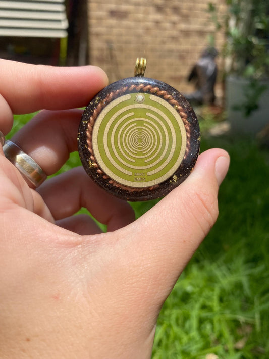 MWO Wave. Orgone Pendant Necklace. Made w Elite Shungite, Lodestone and Double Tensor Ring. Powerful. EMF Protection. 5G Protection