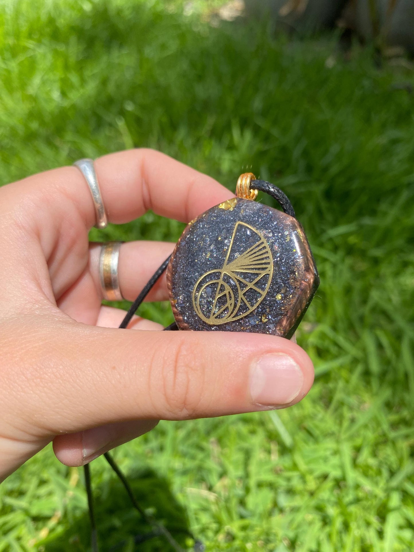 Fibonacci sequence.  Orgone Pendant Necklace. Made w Elite Shungite, Selenite & Terahertz. Powerful. EMF Protection. 5G Protection.