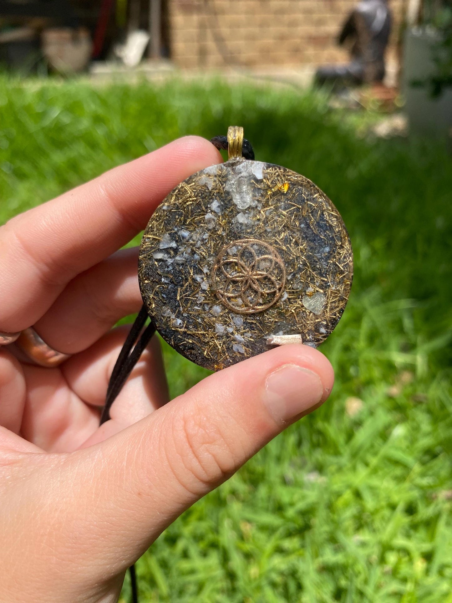 Deer Orgone Pendant Necklace. Made w Elite Shungite, 24ct Gold, Deer antler and White Chalcedony . Powerful. EMF Protection. 5G Protection.
