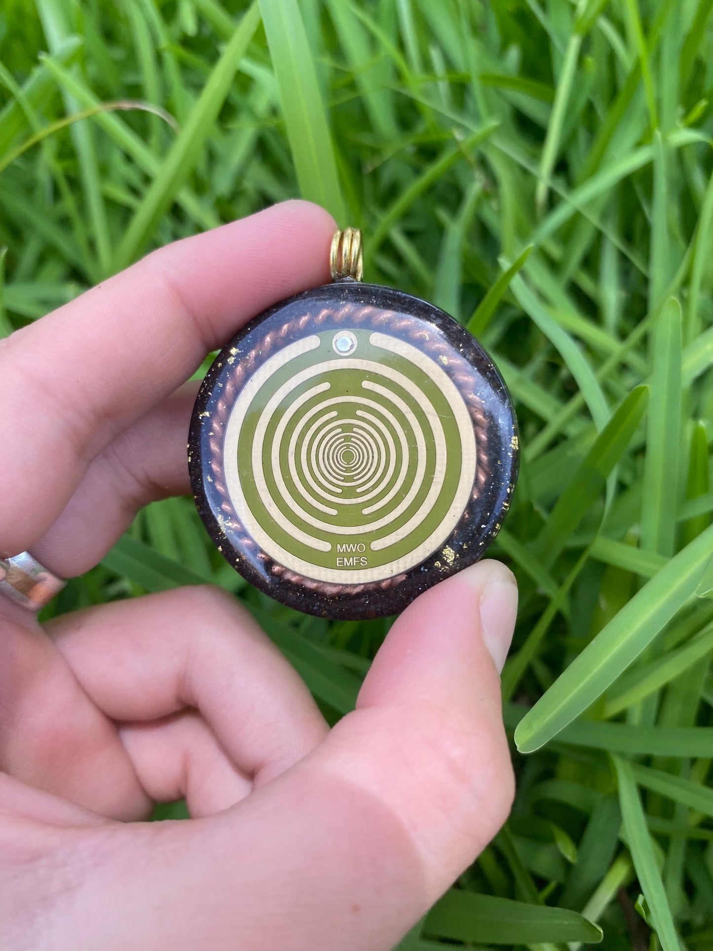 MWO Wave. Orgone Pendant Necklace. Made w Elite Shungite, Lodestone and Double Tensor Ring. Powerful. EMF Protection. 5G Protection