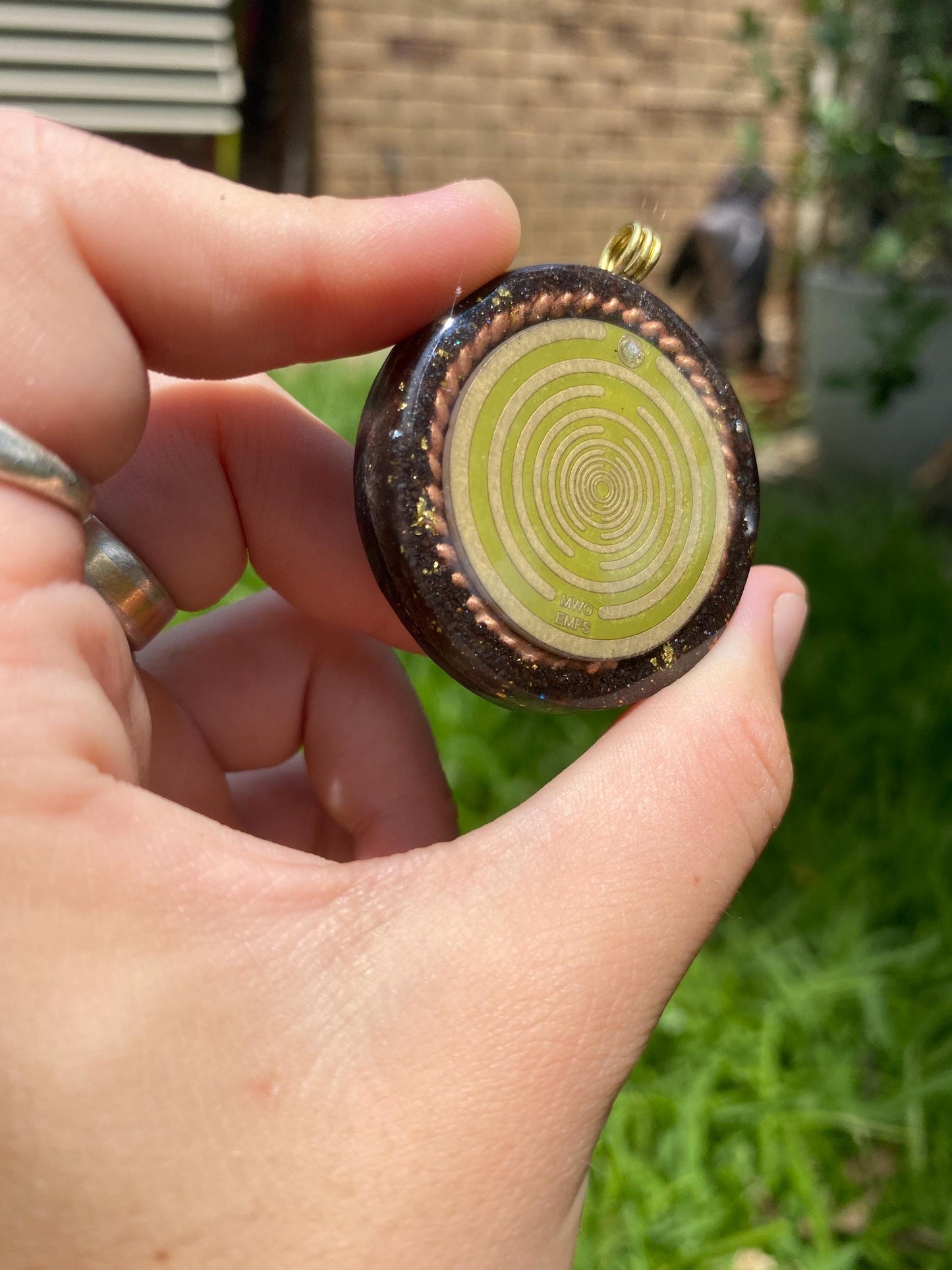 MWO Wave. Orgone Pendant Necklace. Made w Elite Shungite, Lodestone and Double Tensor Ring. Powerful. EMF Protection. 5G Protection