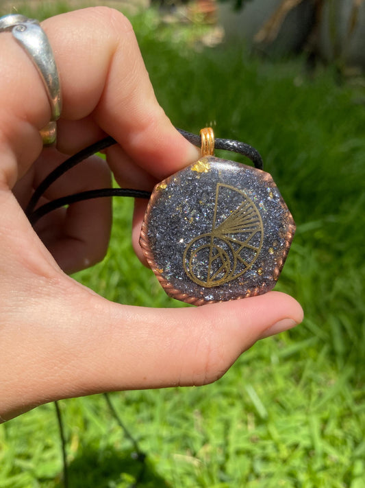 Fibonacci sequence.  Orgone Pendant Necklace. Made w Elite Shungite, Selenite & Terahertz. Powerful. EMF Protection. 5G Protection.
