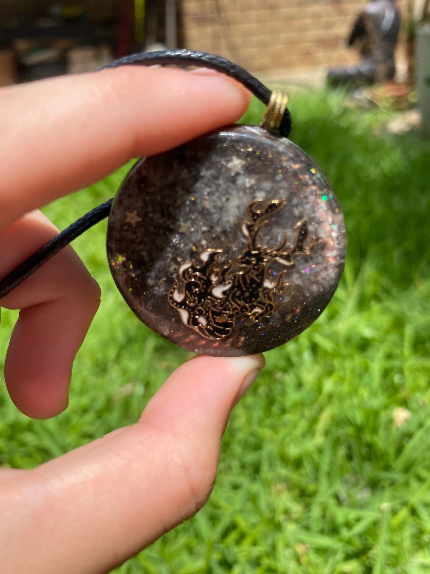 Deer Orgone Pendant Necklace. Made w Elite Shungite, 24ct Gold, Deer antler and White Chalcedony . Powerful. EMF Protection. 5G Protection.