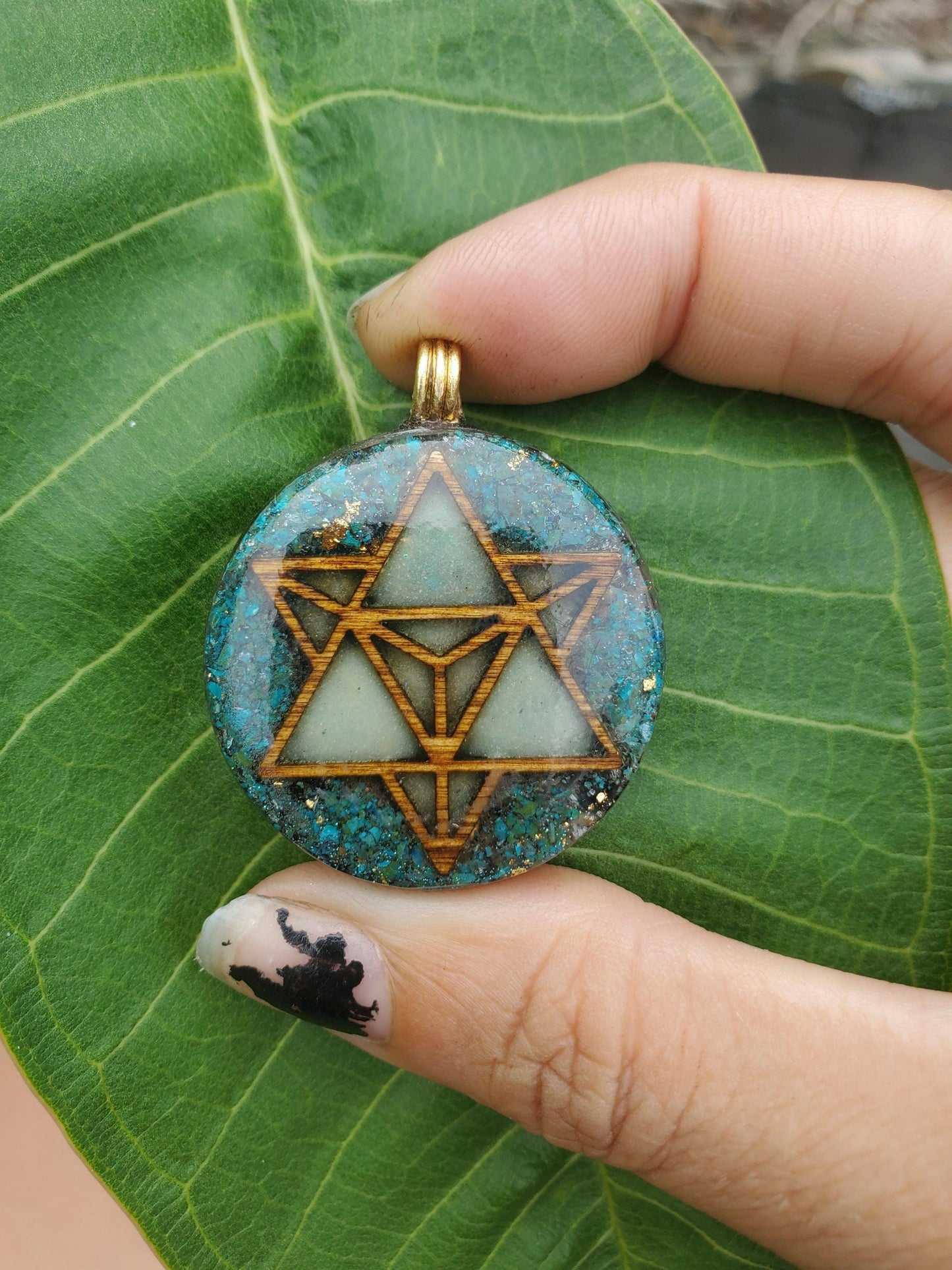 Merkaba Orgone Pendant Necklace. Made w Elite Shungite, 24ct gold and Quantum Quattro . Powerful. EMF Protection. 5G Protection.