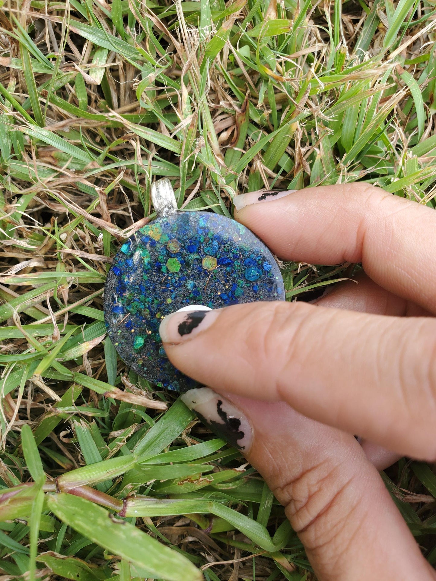 Whale Orgone Pendant Necklace. Made w Elite Shungite, Selenite, Malachite & Azurite. Powerful. EMF Protection. Glow in the dark. TENSOR RING