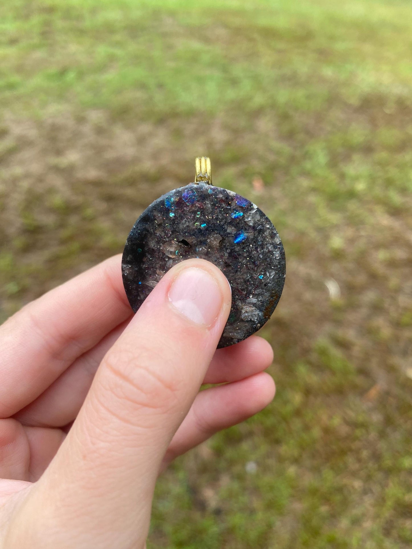 Snowflake. Orgone Pendant Necklace. Made w Elite Shungite, Sunstone. Powerful EMF Protection.