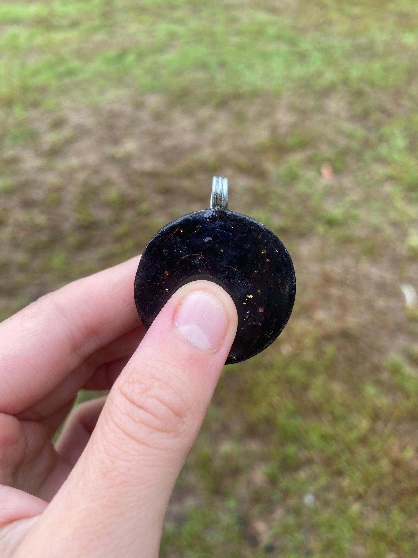 Sun/Moon. Orgone Pendant Necklace. Made w Elite Shungite, Purpurite & Tensor Ring. Powerful. 5G Protection.