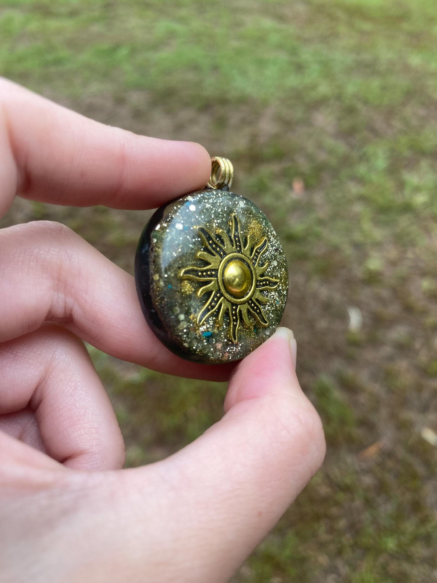 Sun Orgone Pendant Necklace. Made w Elite Shungite, and Diopside. Powerful. EMF Protection. 5G Protection.